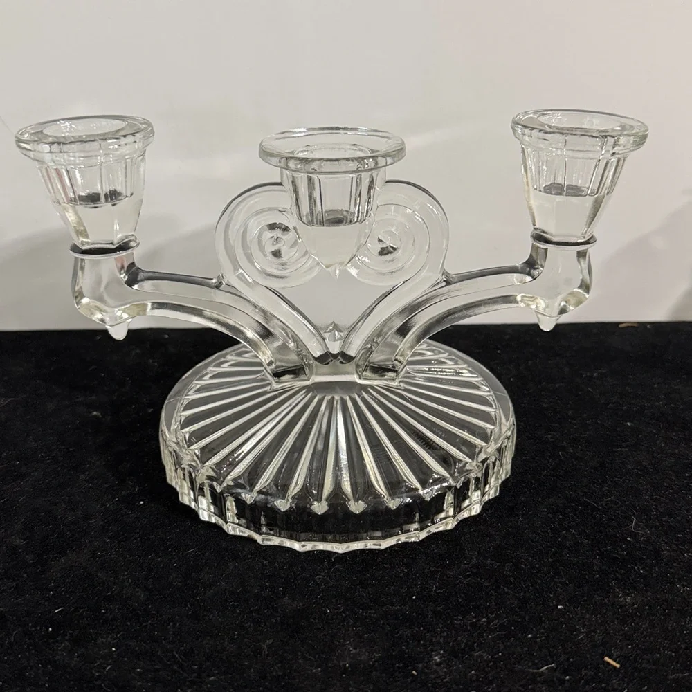 Elegant Cosmos Candleholders by Jeanette, Triple Candle Holders/USA/1940s